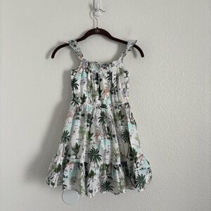 Janie and Jack Girls Size 8 Multicolor Tropical Flamingo Ruffle Dress